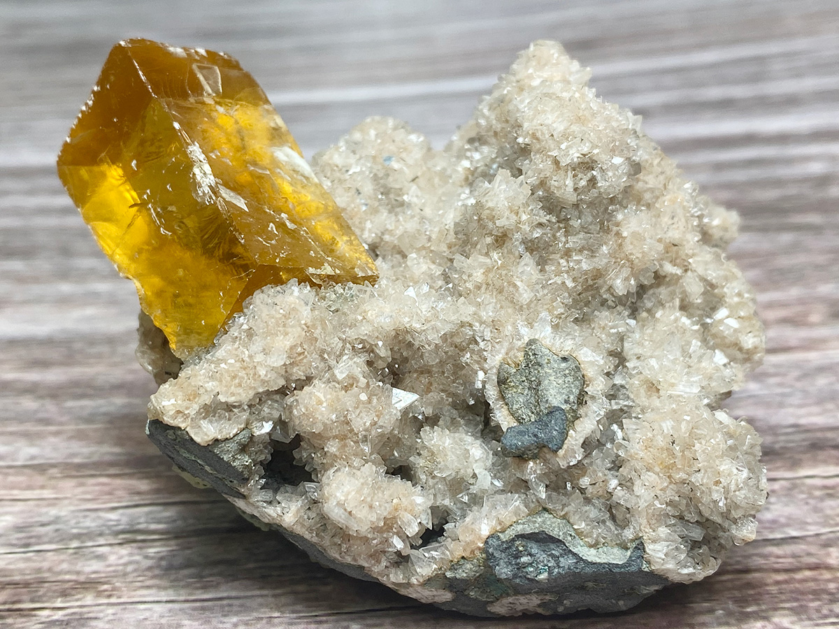 画像1: ゴールデンカルサイト結晶原石［インド産］K2364 (1)