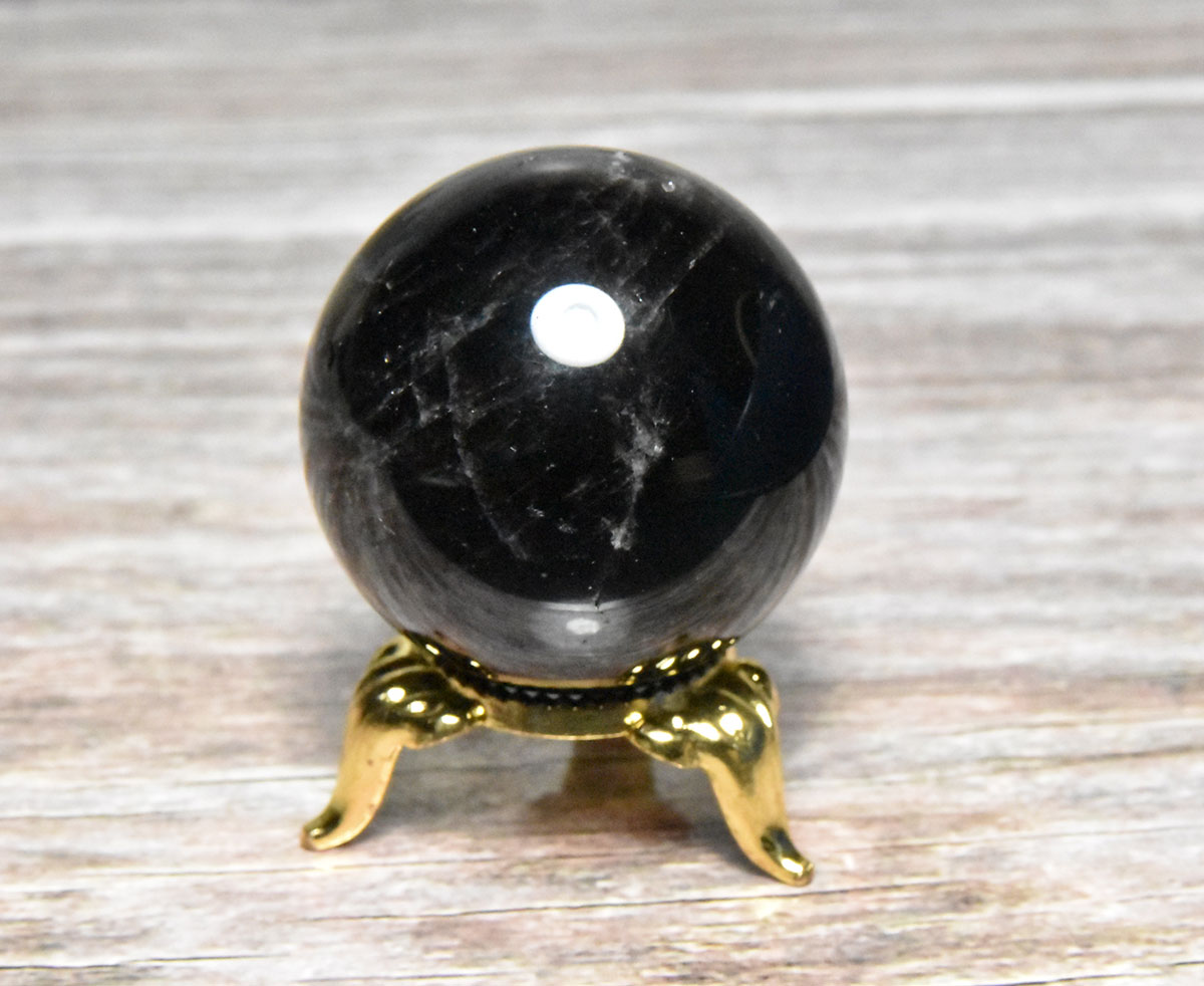 画像1: モリオン丸玉（黒水晶）K2450 (1)